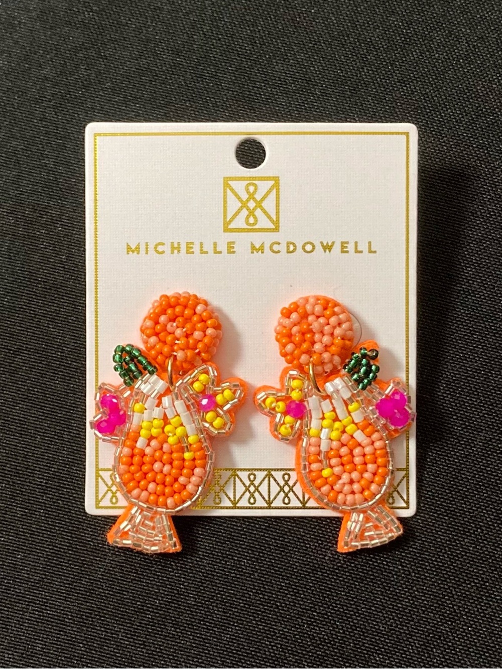 ⭐️ Michelle McDowell Daiquiri Drink Multicolored Beaded Dangle Earrings